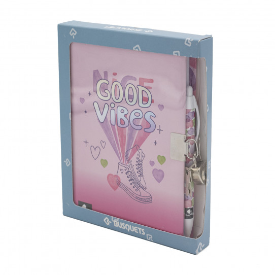 papeleria diarios personales diario personal con candado y boligrafo good vibes