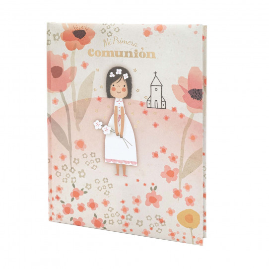 Libro comunione spagnola bambina floreale
